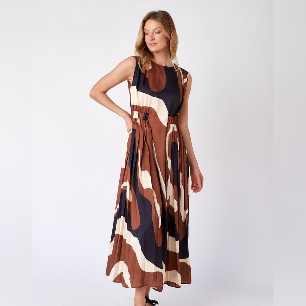 Crosby Brown and Cream Abstract Maxi Dress